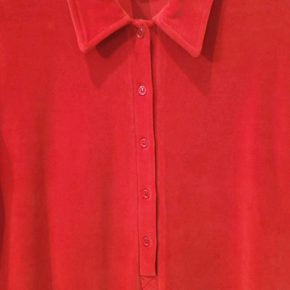 J. Crew Red Velour Long Sleeve Button Dress Size S - Picture 4 of 6